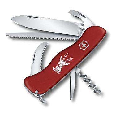 Victorinox Schweizer Taschenmesser, Hunter, Jagdtaschen Messer, Swiss Army Knife, 12 Funktionen, Korkenzieher, Kapselheber, Feststellklinge im Sale